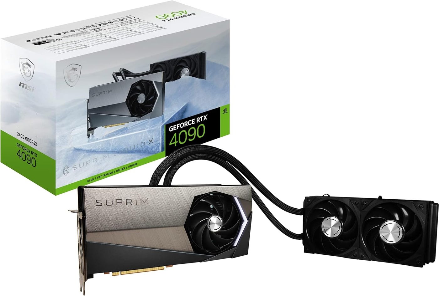 Gaming GeForce RTX 4090 24GB GDRR6X 384-Bit HDMI/DP Nvlink Torx Fan 5 Ada Lovelace Architecture Liquid Cool OC Graphics Card (RTX 4090 SUPRIM Liquid X 24G)